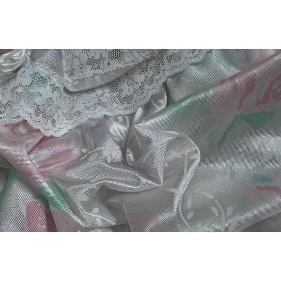 Vanity Fair Vintage Ivory White And Pink Floral Lacy Sleeveless NightGown Size M - Picture 9 of 12